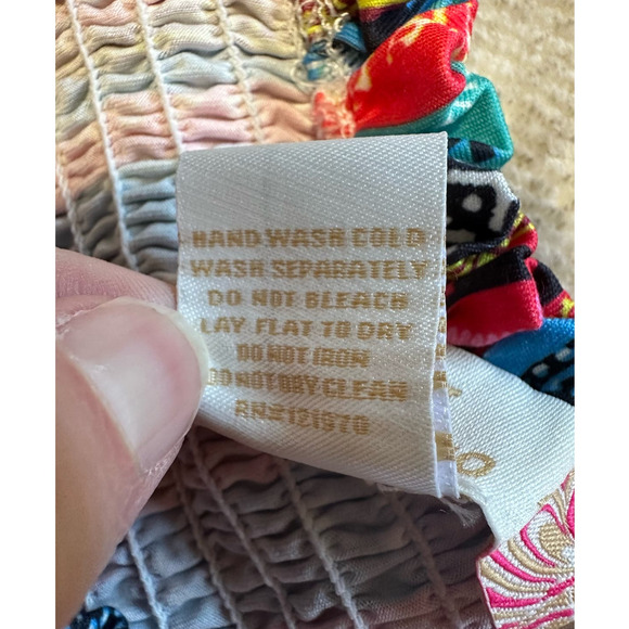 Flying Tomato Midi Dress Size 1X Colorful Smocked Off Shoulder - Picture 6 of 8